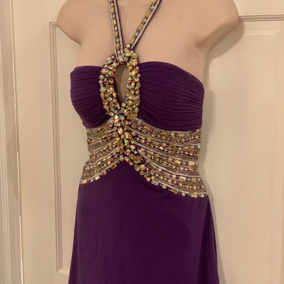 Terani Couture short bead keyhole purple dress - Picture 8 of 10
